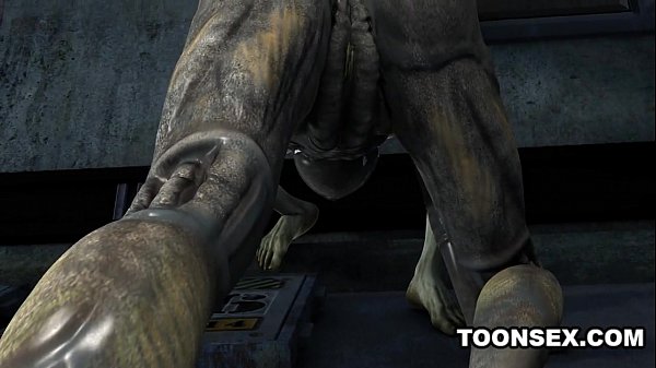 Sexy alienígena de dibujos animados en 3D follada duro por un marciano