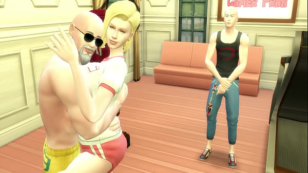 नंबर 18 एंड्रॉइड विकृत मास्टर रोशी द्वारा उसके व्यभिचारी पति के सामने यौन रूप से प्रशिक्षित ड्रैगन बॉल हेनतई