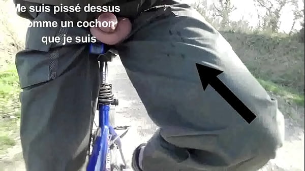 Arrest Pee cock in the air by bike and handjob