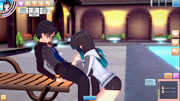 La capitana del equipo de natación Grace estropea la polla junto a la piscina de su casa Hentai