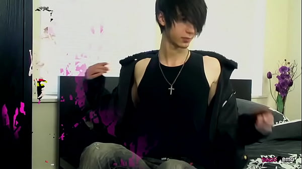 HomoEmo: Skinny Tommy May jerks off his big dick until shooting big cum