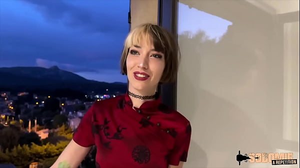 Oney, beautiful naughty girl, treats herself to two cocks for her ass