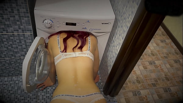 The plumber fucked the girl stuck in the washing machine