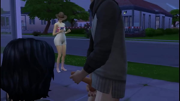 Stranger masturbates next to her at the bus stop - Sex with stranger in public