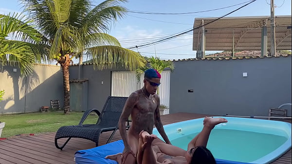 Hot babe gave it to two people in the mansion in Rio de Janeiro