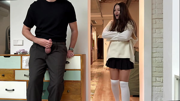 I Caught Stepbrother Jerking Off! - Stepbrother Cum On My Uniform And I Can'_t Go To Study So Fuck Me More...