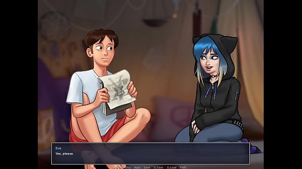 Blue Hair Goth Gets Caught Giving Handjob I Summertime Saga