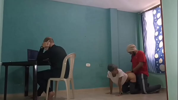 stepmother ends up fucking her stepson while his friend is on the computer